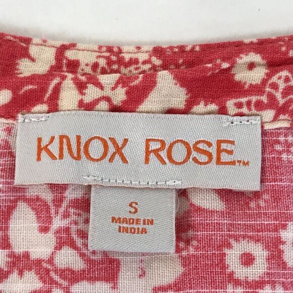 Knox Rose Floral Button Down Blouse Women's Small Woven Cotton Blend Spring Boho - Picture 9 of 11